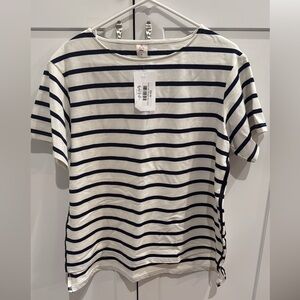 Nautica Women's Short Sleeve Tee in Navy and White Stripes